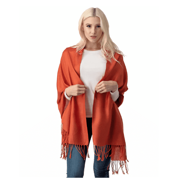 Luxurious Women's Pashmina Shawl in Rust - Soft and Elegant