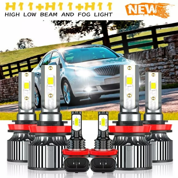 For Buick Verano 2012 2013-2017 - 6x Combo LED Headlight High Low Beam   Fog Light Bulbs Kit 6500K White