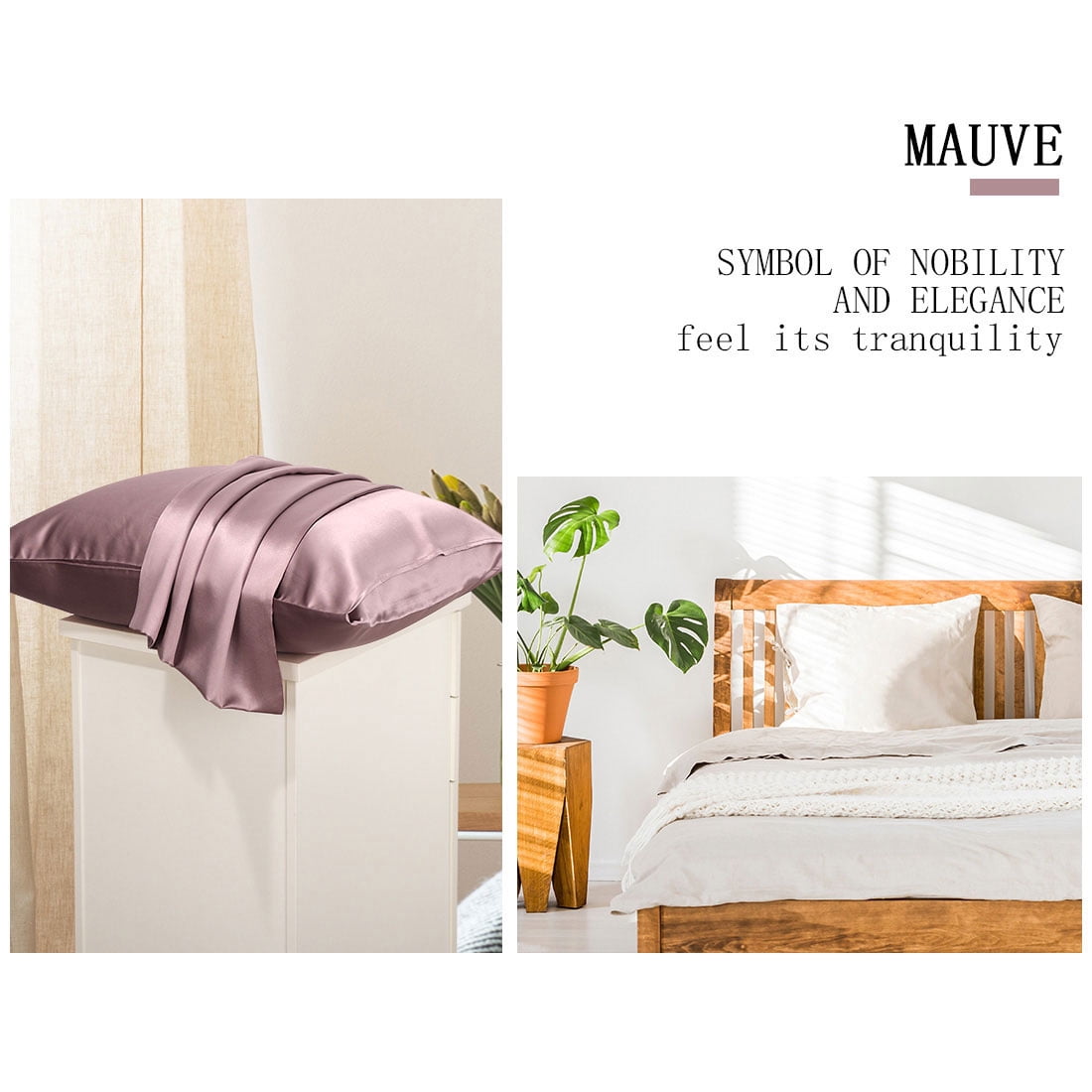 Unique Bargains 2-Pack 22 Momme 100% Silk Pillowcases, Standard, Mauve