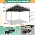 thumbnail image 4 of COBIZI 10x10 Pop Up Canopy Tent with 4 Sidewalls, One-Push Setup, Glow Strips, 3 Heights, Air Vent, Waterproof UPF 50+, Carry Bag, Sandbags, Stakes & Ropes for Outdoor Party & Beach, Black, 4 of 8