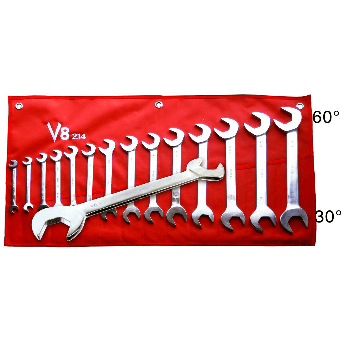 V8 Tools 214 14-Piece Angle Head Wrench Set 3/8" - 1-1/4"