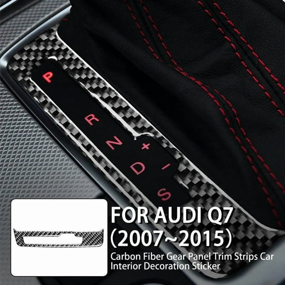 Carbon Fiber, for Audi Accessories, Car Gear Shift Panel Cover Sticker for Audi A3 Q7 2007 2008 2009 2010 2011 2012 2013 2014 2015, Interior Trim, Black