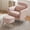 Pink, variant on Accent Chair with Ottoman, Upholstered Arm Chair Living Room Chairs with Footrest and Armrest, Comfy Lounge Recliner Reading Armchair for Bedroom, Small Spaces, Waiting Room, Brown