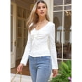 thumbnail image 4 of DARING DIVA Women's Jacquard Embroidery Long Sleeve Drawstring Blouse XL White, 4 of 6