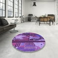 thumbnail image 4 of Ahgly Company Machine Washable Indoor Round Transitional Dark Magenta Purple Area Rugs, 3' Round, 4 of 7