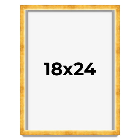 18x24 Shadow Box Frame Gold | 1.625 Inches Deep Real Wood Traditional Shadowbox Display Frame | UV