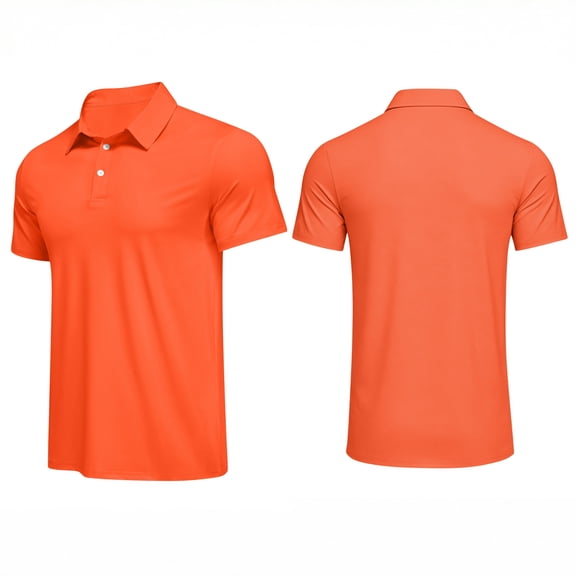 Lumtrix Polo Shirts For Men Short Sleeve T-Shirts Quick Dry 2 Buttons Casual Basic Performance Golf ShirtsSaffron L
