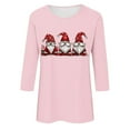 thumbnail image 4 of asdoklhq Christmas Fall Sweaters for Women 2025 Fashionable Women's Printed Casual Round Neck Pullover 3/4 Sleeve Top Pink S, 4 of 4