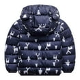 thumbnail image 2 of ZCFZJW Winter Toddler Kids Baby Boys Girls Coat Cute Cartoon Dinosaur Pattern Windproof Light Padded Puffer Jacket Hooded Outwear(#01-Navy,3-4 Years), 2 of 3