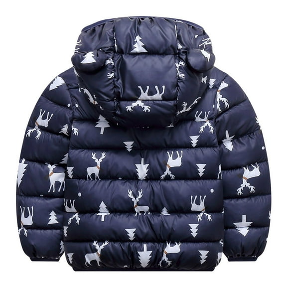 Odeerbi 2025 Kids Little Boys Girls Toddler Baby Winter Christmas Cartoon Windproof Coats Deer Hooded Warm Outwear Jacket