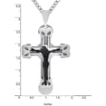 thumbnail image 2 of AMERICAN STEEL STAINLESS STEEL JEWELRY CROSS WITH CABLE INLAY AND BLACK IP PLATED JESUS RELIGIOUS CRUCIFIX PENDANT NECKLACE INSPIRATIONAL WITH CHAIN, 2 of 2