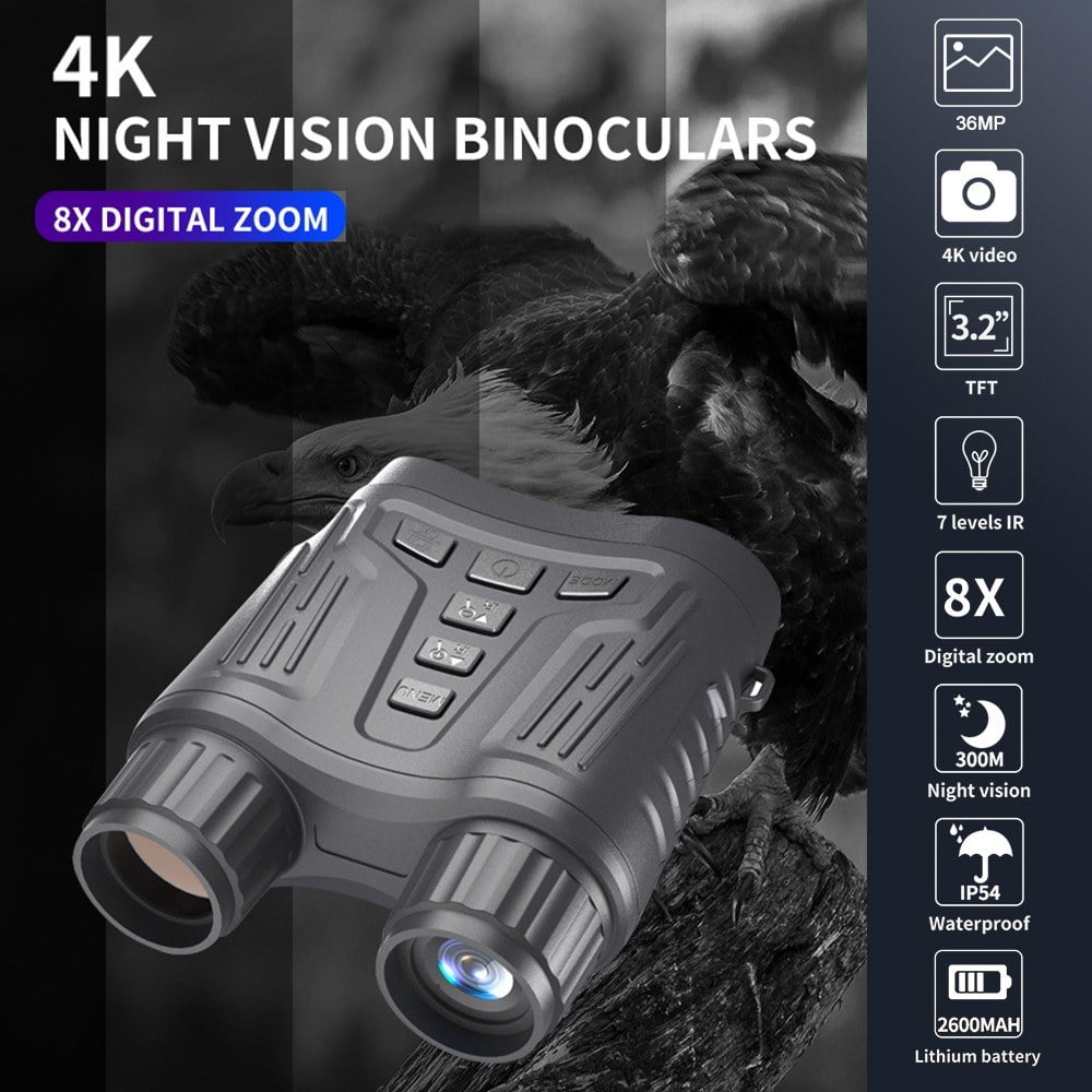 4K Night Vision Goggles 36MP Binoculars with 3.2 Inch LCD Screen