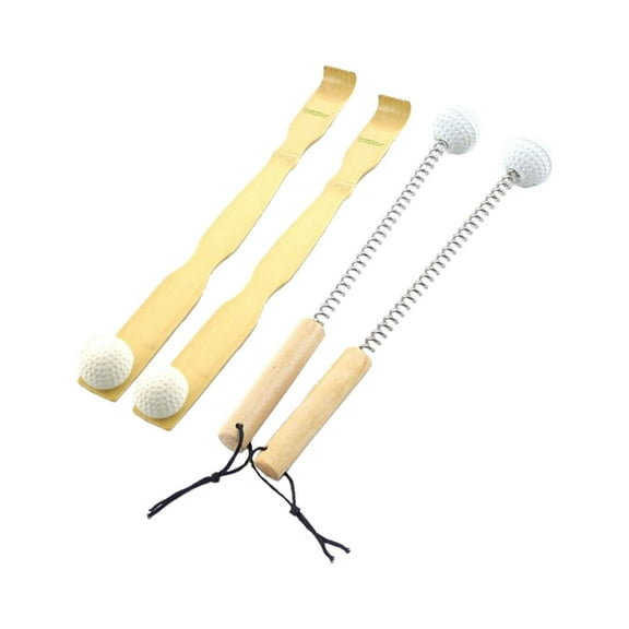 BambooMN Massager Tool, 2X Bamboo Mallet Bonger Backscratcher   2X Metal Mallet Bonger - 4 Units