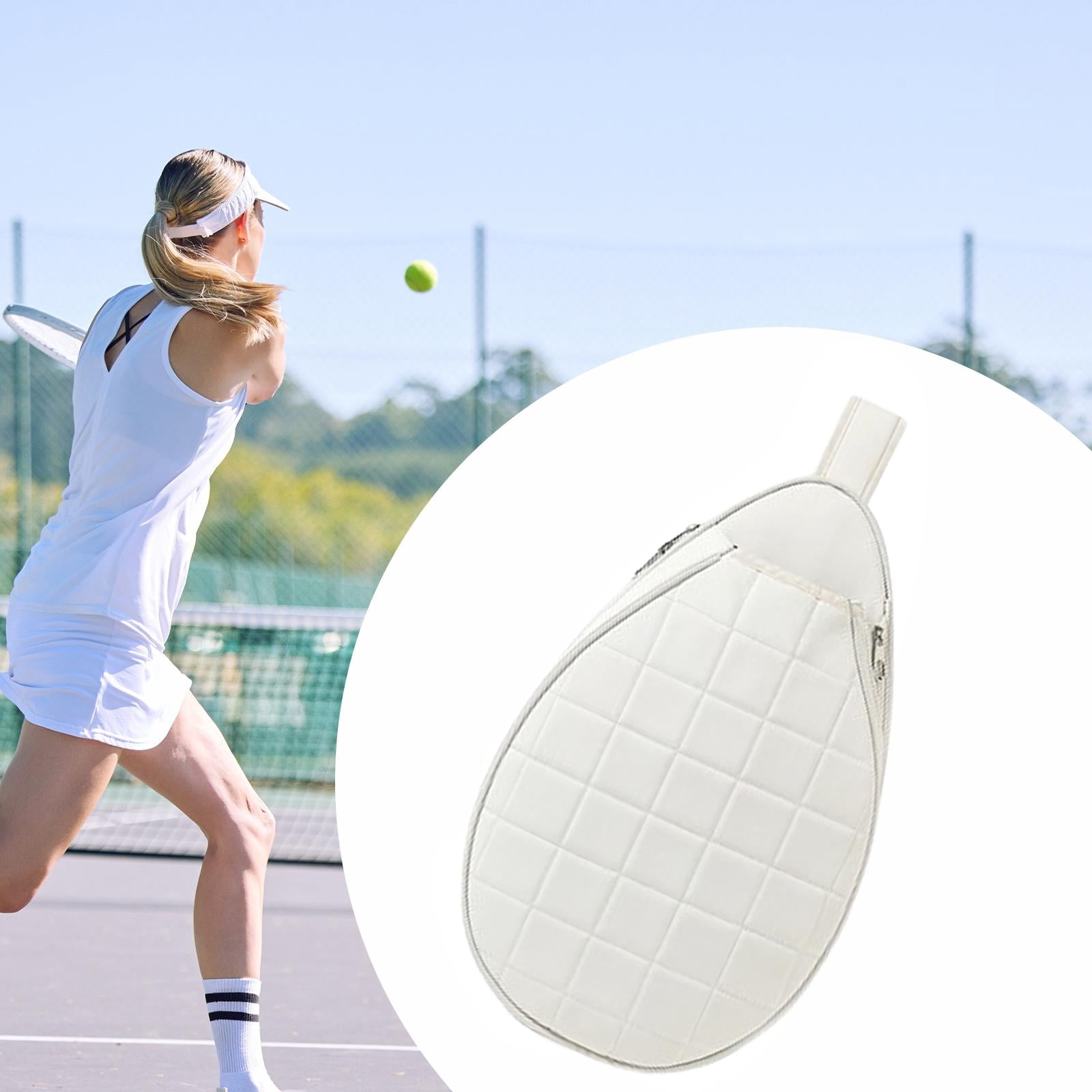 Baoblaze Tennis Bag Large Capacity W/ Adjustable Strap Racket Carry Bag Crossbody Bag White