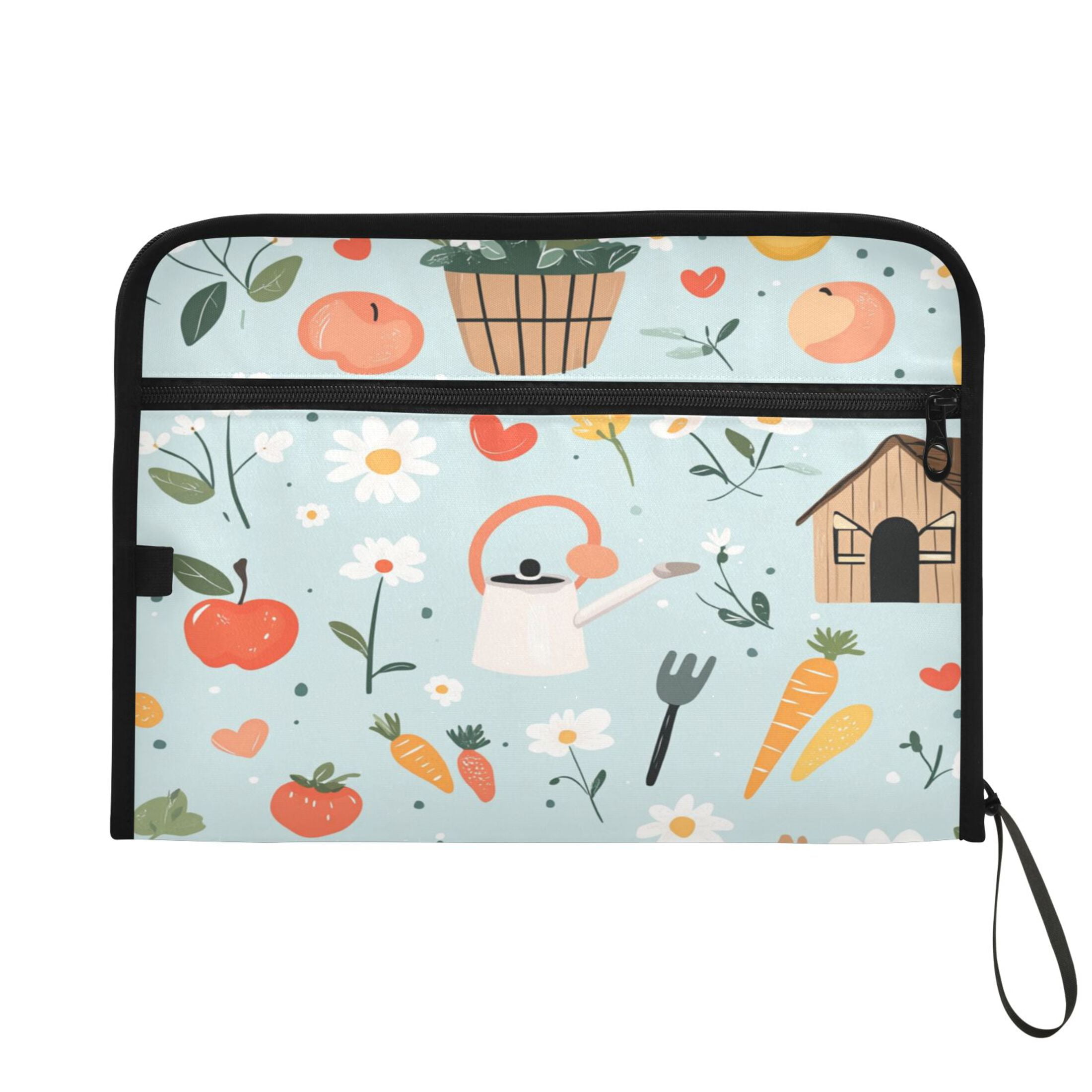 WOBOGO Log Cabin Apple Carrot Pattern Expanding File Folder Letter Size Accordion Filing Organizer 13 Pocket Separate Organ Pocket