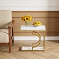 thumbnail image 5 of Fnova Narrow Side Table, C-Shaped Modern End Table with Metal Frame, Small Sofa Side Table for Living Room, Bedside Table for Couch, 5 of 20