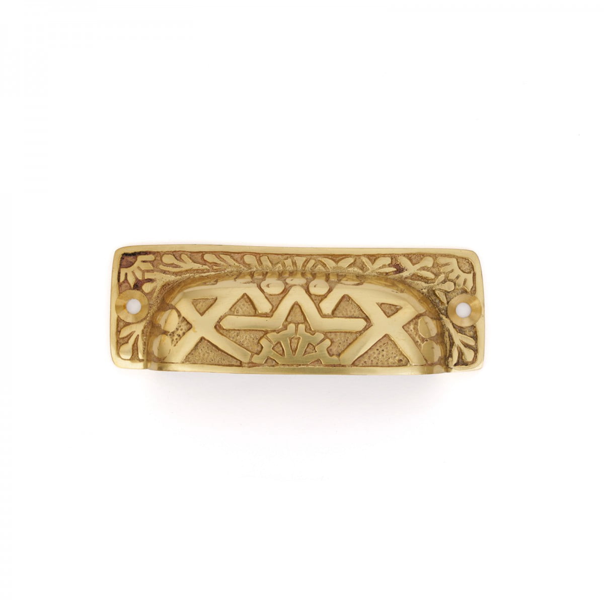 Renovators Supply Cabinet Pulls 3 3/4" Antique Brass Azteca Style Drawer Cup Bin Pulls w/Screws Pack of 3