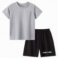 thumbnail image 2 of HCNTES Toddler Baby Boys Summer Clothes Kid Outfits Short Sleeves T-Shirt Tops + Shorts Cute Outfits Set For Kid Summer Outfits 2t 3t 4t 5t 6t 7t 8t(G-Grey,3-4 Years), 2 of 4