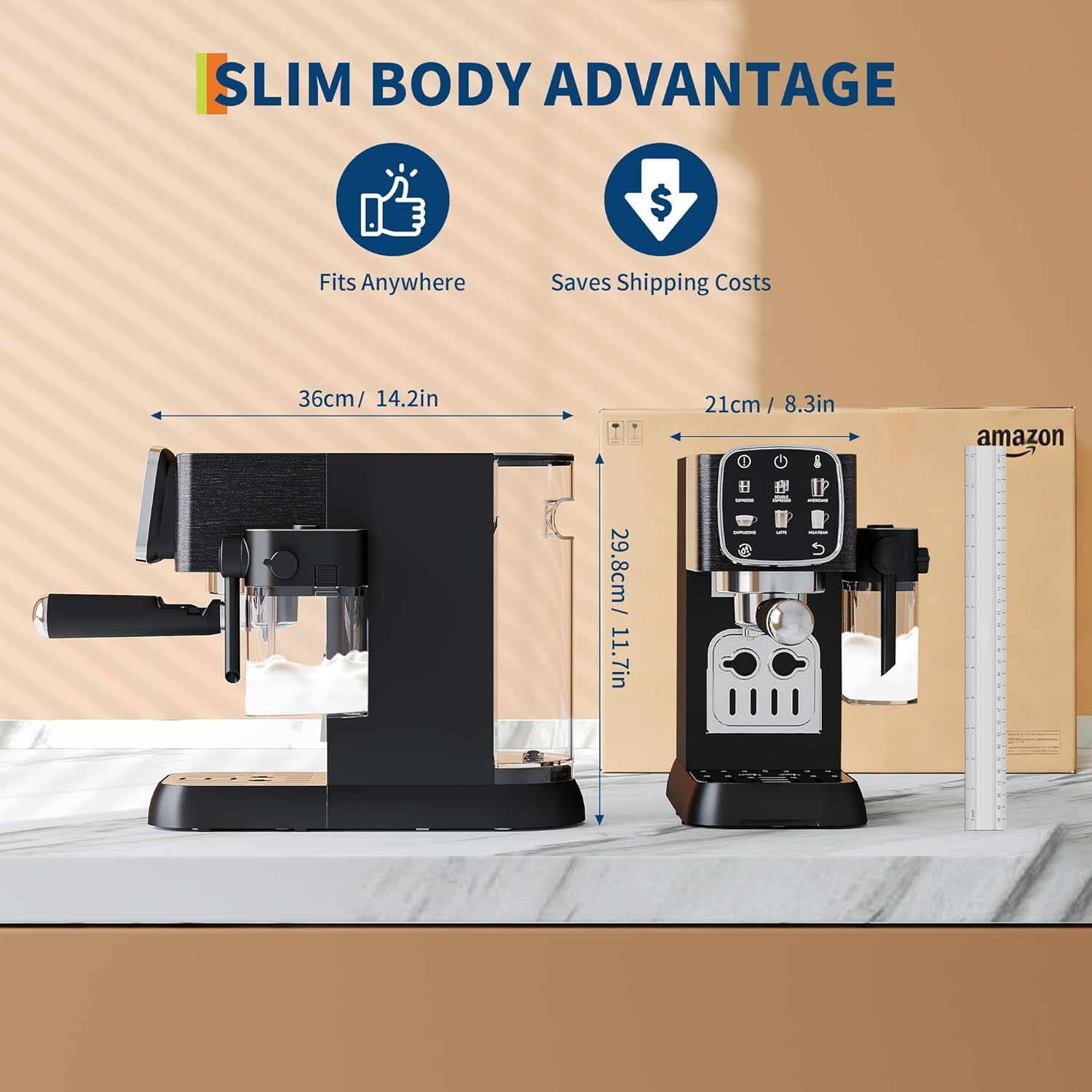 Ataucjin Espresso Coffee Machines, Espresso Machine Compact, 20 Bar Professional Espresso Machine with Milk Frother and Touchscreen for Cappuccino