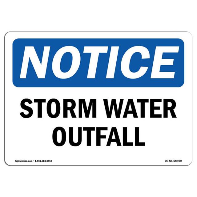 SignMission OS-NS-A-1218-L-18499 12 x 18 in. OSHA Notice Sign - Storm Water Outfall