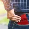 thumbnail image 3 of Cartera Hombre Piel Genuina Cierre Velcro Monedero Identificación Interiores en Tela Rojo, 3 of 9
