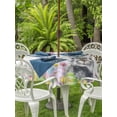 thumbnail image 2 of Outdoor Tablecloth with Umbrella Hole and Zipper, Grey Easter Bunny Round Table Cloth 60 Inch Waterproof Tablecloth, Spring Colorful Egg Flower Wood Grain Picnic Table Cover for Patio Camping, 2 of 7
