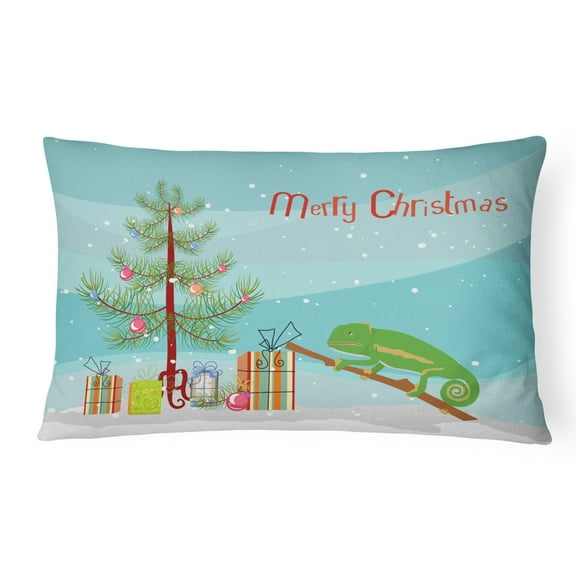 Carolines Treasures CK4540PW1216 Chameleon Merry Christmas Canvas Fabric Decorative Pillow, 12H x16W, multicolor