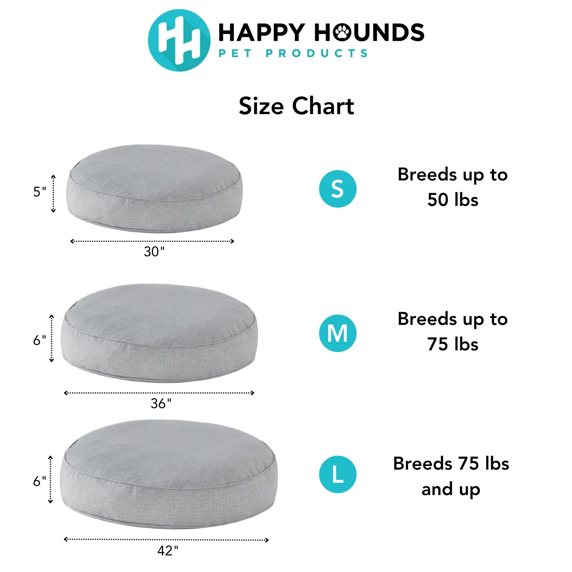 Happy Hounds Gordie Indoor/Outdoor Round Dog Bed, Large (42"), Denim