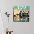 thumbnail image 3 of 10 Inch Wall Clock Battery Operated Square Clock for Office, Kitchen, Outdoor, Living Room,Italy Starry Night Sunset Venice Delicate, 3 of 4