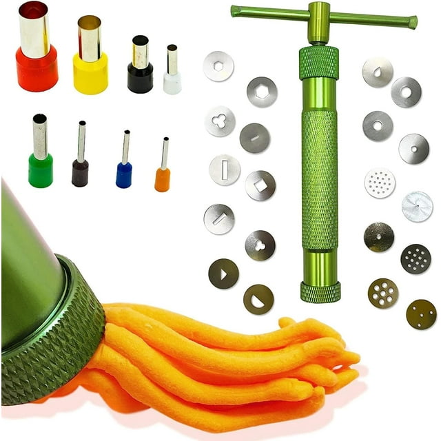 Extrudeuse de Fondant, Pistolet Artisanal en Acier Inoxydable pour Pâte à Sucre avec 20 Disques Interchangeables pour Décoration de Gâteaux et d'Argile, Outil d'Extrusion de Fondant