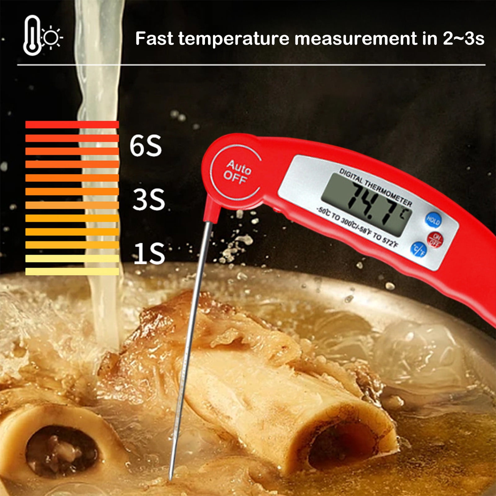 TaTaai 5Pcs Meat Thermometer Digital for Cooking & Baking, Grilling Wireless Food Thermometer Probe for Temperature, Liquids, BBQ, Smoking, Chicken, Steak, Kitchen Gadgets & Grilling