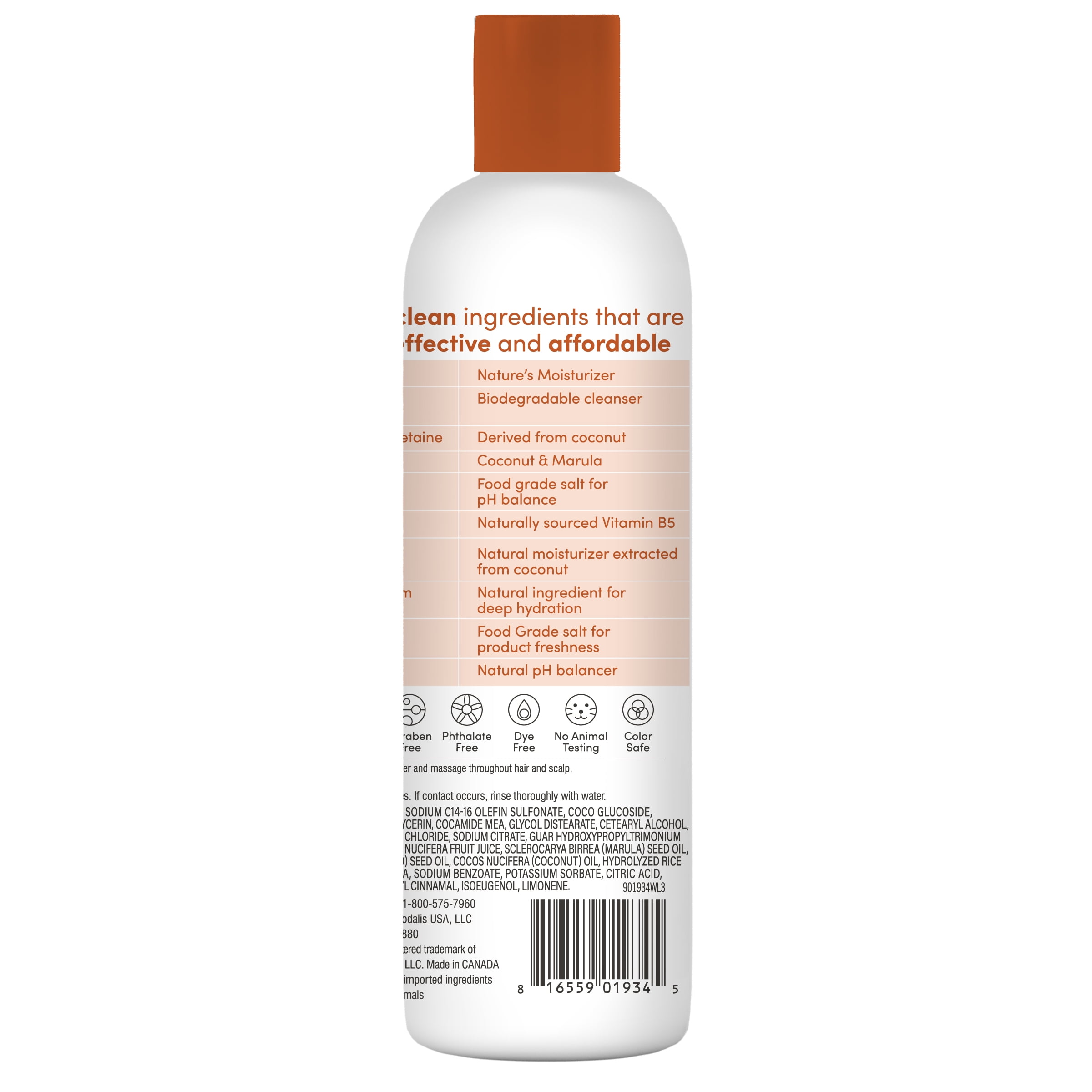 earth Clean Beauty Curl Care Shampoo with Coconut Milk and Marula Oil, for All Curl Types, 12 fl oz.