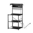 thumbnail image 1 of KFFKFF Kitchen Bakers Rack, 4.6ft Power Cable Bakers Rack with Power Outlet, Kitchen Stand with X-Shaped Support Bar, 8 S-Shaped Hooks, Coffee Bar Stand, 1 of 9