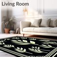 thumbnail image 2 of ODIKA 4'x6' Machine Washable Non-Slip Area Rug, Botanical Leaf Array with Art Influence High Traffic Rug with Pad, Black, 595665, 2 of 8