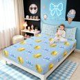 thumbnail image 3 of meiyoeat Blue Softball Bow Bed Sheets for Girls, Kawaii Princess Bowknot Full Size Sheets, 4pcs, 1 Flat Sheet, 1 Fitted Sheet and 2 Pillowcases, 3 of 5