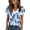 Blue, variant on Women's Airy Loose Fit V-Neck Short Sleeve Printed T-Shirt Top for Summer Daily