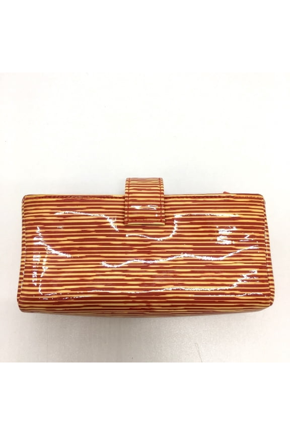 Pre-Owned CHANEL CC Coco Mark Border Pouch Patent Leather Women's Red G-220925-20