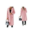 thumbnail image 3 of Womens Long Wool Coat Double Breasted Trench Coat Fall Winter Clothes Pink M, 3 of 7