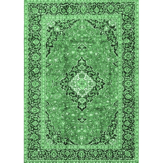Ahgly Company Indoor Rectangle Persian Emerald Green Traditional Area Rugs, 6' x 9'