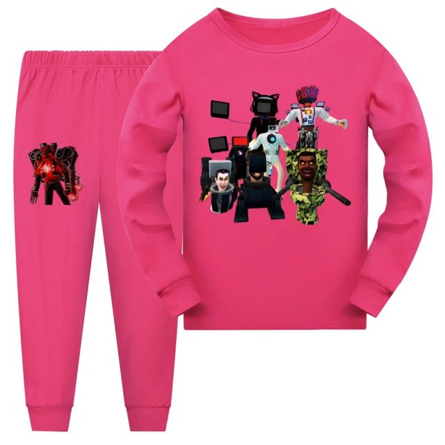 Pijamas para niños, Conjunto de pijama de Halloween para niños, ropa de dormir para el baño Skibidi, Pijamas para niñas pequeñas, Pijamas de Navidad para primavera y otoño