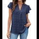 thumbnail image 2 of Blusa de Mujer con Cuello en V y Mangas con Volantes, Blusas Holgadas, Elegantes, Casuales, Lindas, para Verano Azul Marino S, 2 of 9