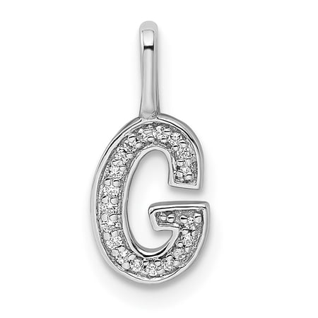 Diamond2Deal 14k White Gold Diamond Letter G Initial Pendant for Women(L- 15.38 mm, W- 6.89 mm)