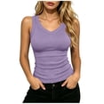 thumbnail image 2 of Diufon Ribbed Tank Tops for Women Summer Casual Sleeveless V Neck Knit Camisole Solid Color Basic Slim Tanks, 2 of 8