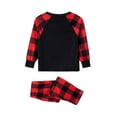 thumbnail image 4 of Elippeo Christmas Family Pajamas Matching Set Letter Print Long Sleeve Tops and Plaid Pants Sleepwear, 4 of 10