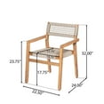 thumbnail image 3 of Christopher Knight Home Modern Outdoor Dining Chairs, Solid Wood Frame, Rope-Woven Backrest, Beige, Set of 2, 3 of 12