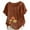 Brown, variant on Women's Summer Tops Fashion Round Neck Short Sleeve Floral Printed Button T-shirts Casual Loose Blouse Tops White S