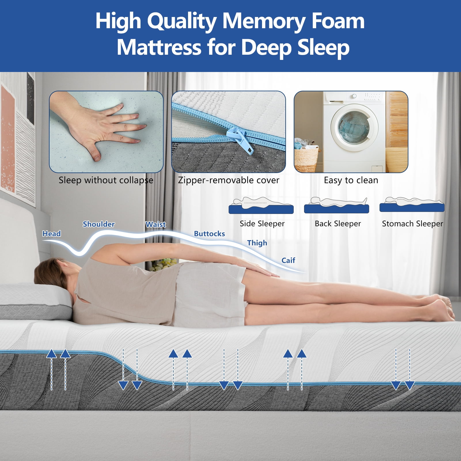 Extra Firm Full Mattress, 8/10 Inch Medium - Extra Firm Dual Sides Flippable Mattress for Back Pain