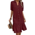 thumbnail image 3 of Scacto Summer Shirt Dress Button Down Ruffle Maxi Dresses Short Sleeve Flowy Tiered Beach Vacation Sundress for Women Boho Clothes, 3 of 5