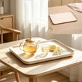 thumbnail image 2 of JHyouerji Imitation Wood Grain Plastic Serving Tray 15x10in Anti Slip Raised Feet Fruit Snack Storage Platter Stackable Kitchen Dinner Tray, 2 of 9