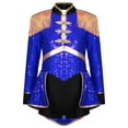 thumbnail image 5 of iiniim Girls Ringmaster Circus Outfit Halloween Long Sleeve Sequins Bodysuit with Hat Gloves Wand Set Blue 6, 5 of 7